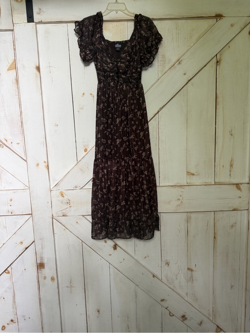 Angie Brown Floral Twist-Front Maxi Dress - Picture 3 of 9